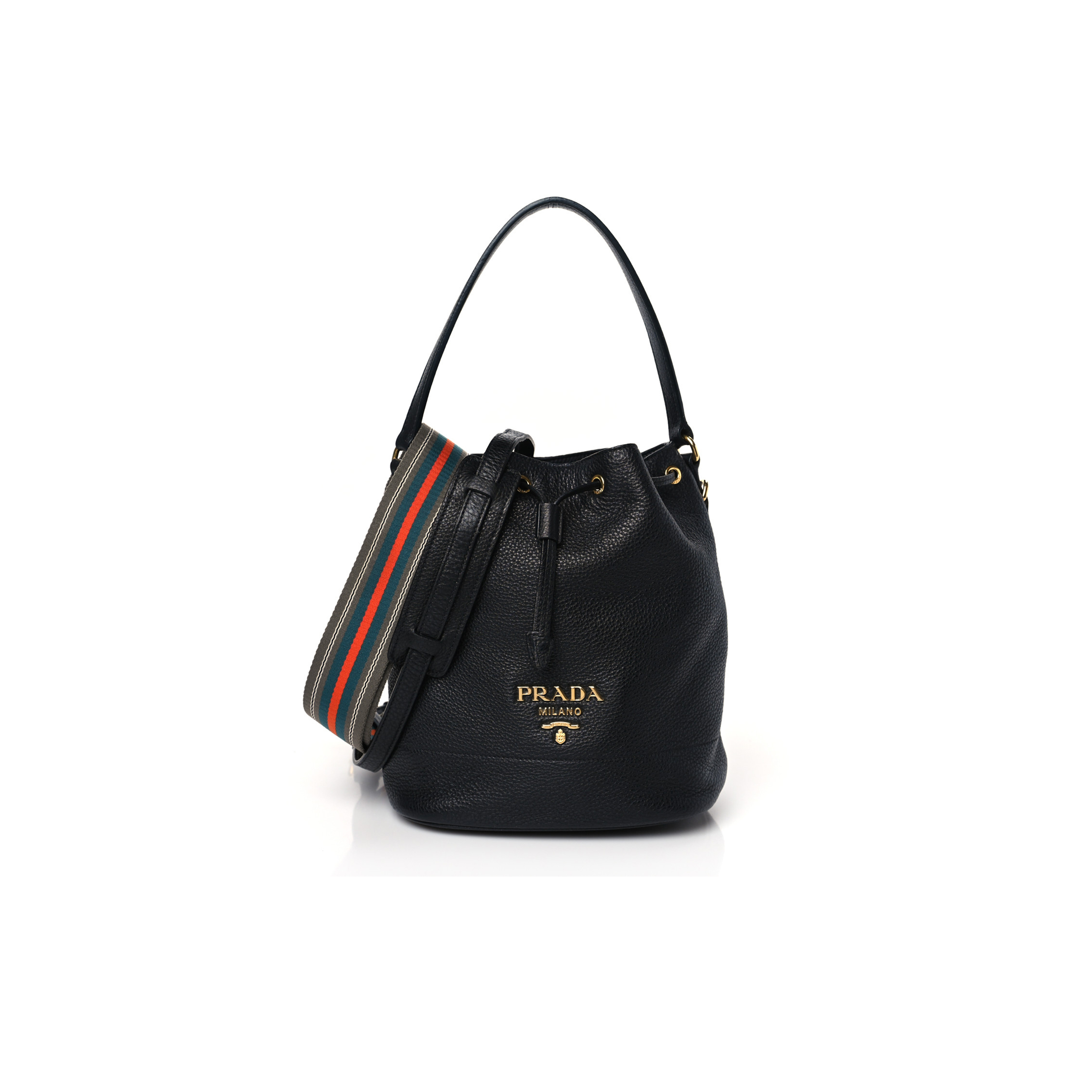 Pra*a vitello daino bucket bag black 1be018 (25*21*15cm)